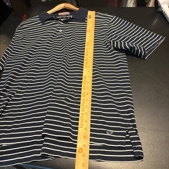 Vineyard Vines Men's Blue White Striped Short Sleeve Polo Shirt Size L Large - Picture 5 of 6